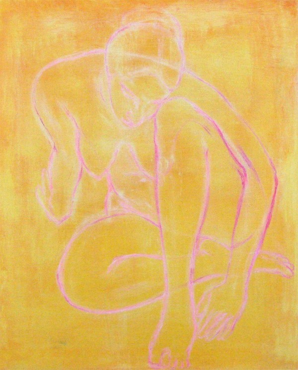 Frederick S. Wight (1902-1986) American: CROUCHING FIGURE, 1968, oil painting on canvas, titled signed and dated on verso, 34 ½ x 27 ¾".