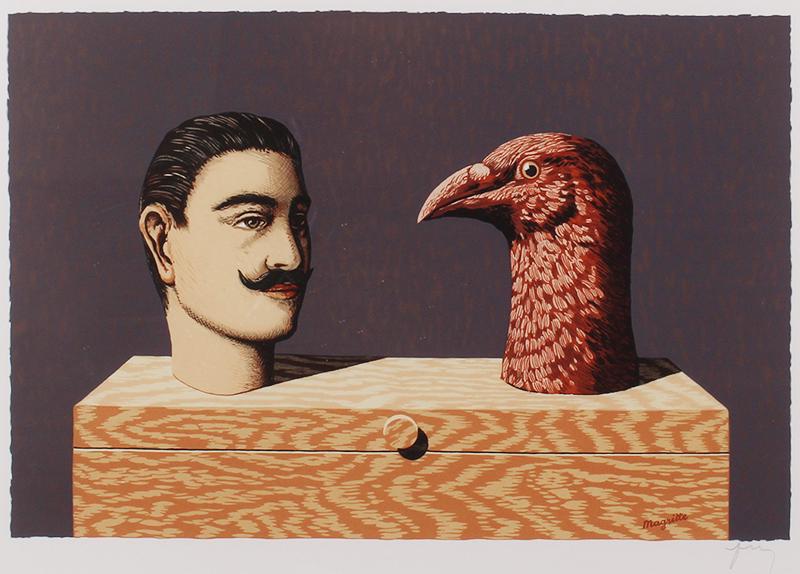 Rene Magritte (1898-1967) Belgium: LES ENFANTS TROUVES, PIERRERIES (Precious Stones), 1968, color lithograph on BFK Rives paper, artistâ€™s name in design lower right, from the edition of 350, published and printed by Fernand Mour