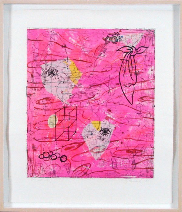Jane Hammond (b. 1950) American: UNTITLED, 1989, color monoprint, signed and dated, titled and inscribed 1/1, sheet 32 ½ x 28”, framed.