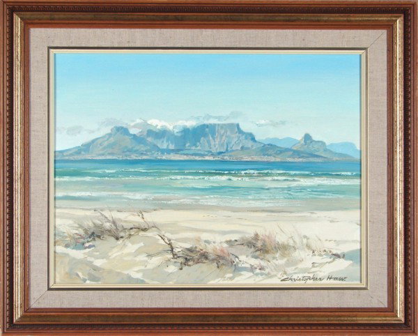 Christopher Haw (b. 1941) South African: LANDSCAPE, oil painting on Masonite, signed lower right, 18 x 24”, framed. Provenance: Artist’s card on verso.