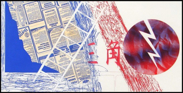 James Rosenquist (b. 1933) American: WIND & LIGHTENING (G.137), 1978, color aquatint etching, signed in pencil, from the numbered edition 78, image 17 ¾ x 35 ¾”, full margins, published by Multiples Inc., printed by Flatstone Studio 