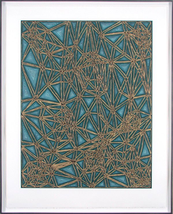 James Sienna (b. 1957) American: SHIFTED LATTICE, 2006, color screenprint, signed in pencil, from the numbered edition 118, image 30 x 23 ½”, printed by Brand X, with blindstamp, full margins, framed.