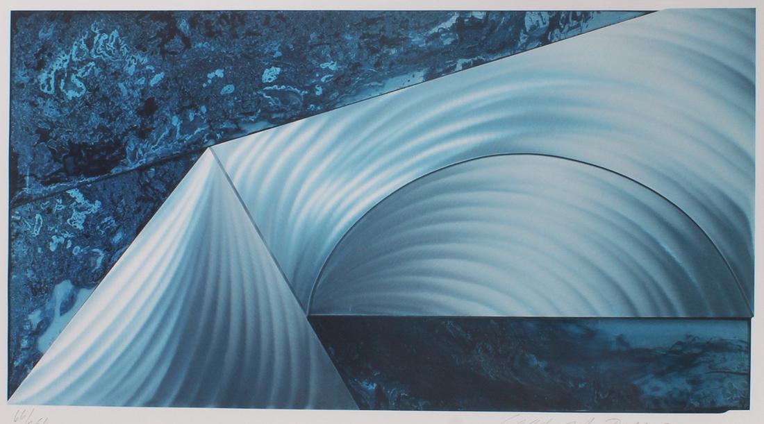 Laddie John Dill (b. 1943) California: BLUE, 2002, color offset lithograph, signed and numbered 66/250 in pencil, image 17 x 33 ¾”, full margins, frame 27 ½ x 43 ¼” with Plexiglas and small loss of molding 
