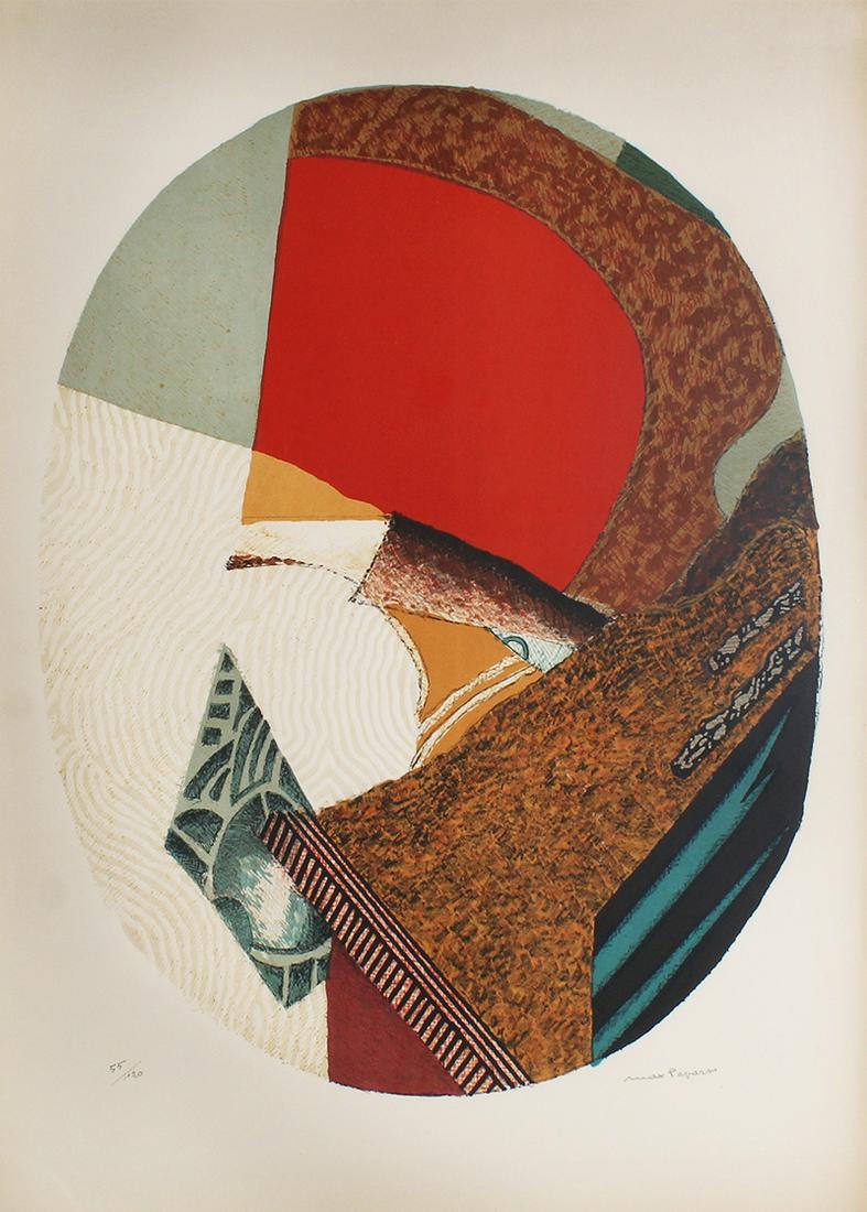 Max Papart (1911-1994) French: THE SMILE OF GILDA, 1970, color lithograph with embossing, signed and numbered 55/120 in pencil, sheet 29 x 20 ½”, frame 38 x 28 ½” with glass.