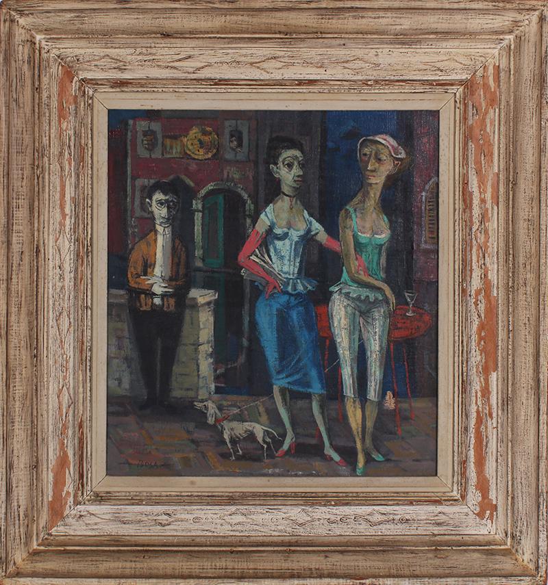 Louis Bosa (1905-1981) Italian: THE ONLOOKER, 1952, oil painting on canvas, signed lower left, 18 ¼ x 16 ¼”, frame 27 ½ x 26 x 3 ¼”. Provenance: Kleemann Galleries, New York.