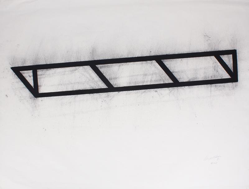 Nigel Hall (b. 1943) British: UNTITLED (Black parallelogram #156), 1980, charcoal drawing on paper, signed and dated and inscribed #156 in pencil lower right, 30 x 40”.