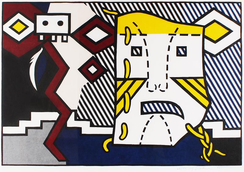Roy Lichtenstein (1923-1997) New York: AMERICAN INDIAN Theme V (Corlett 164; Tyler 350: RL 18), 1980, color woodcut print on handmade Suzuki paper, signed and dated and numbered 22/50 in pencil, printed and published by Tyler Graphics with