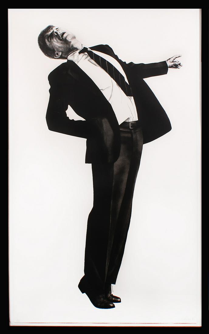 Robert Longo (b. 1953) New York: EDMUND from Men in the Cities Series, 1985, lithograph on Arches paper, signed and dated and numbered 17/38 in pencil, published by Brooke Alexander Editions (catalog IV #149), sheet 68 x 39”, f