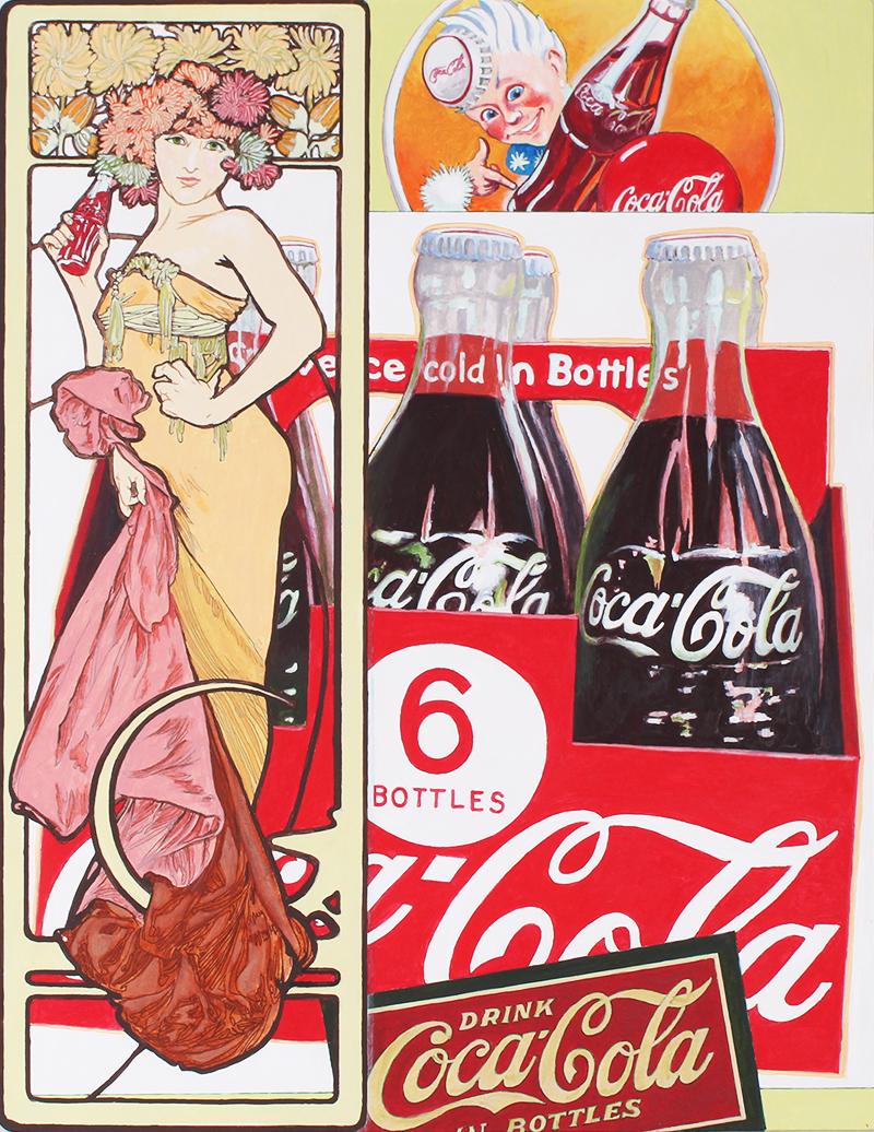 Ralph Massey (b. 1938) California: MUCHA COLA (the three handed sylph), 2015, acrylic painting on panel, signed and dated lower right side, 24 x 18 ½”.