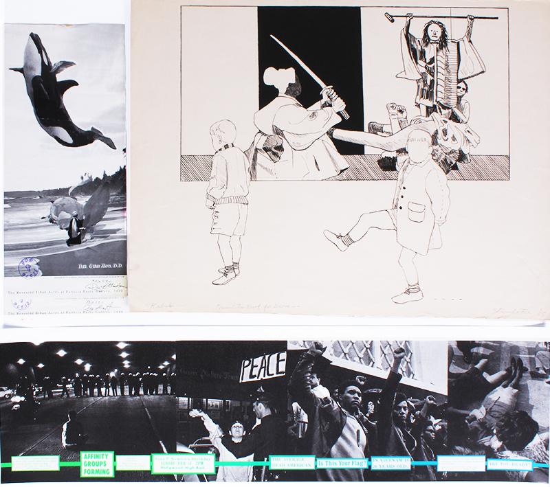 James Strombotne, Andrea Bowers, Reverend Ethan Acres (2) (four): James Strombotne (b. 1934) California KABUKI, 1965, lithograph, signed, dated, titled and inscribed presentation proof in pencil, printed by Tamarind with blind stamp lower left, sheet 22 ¼ x 3