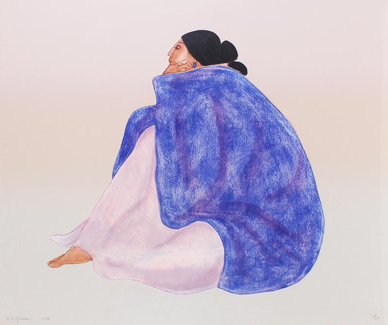 R. C. Gorman (1932-2005) Native American: JANIS (Adams pg. 207), second state, 1984, color screenprint, signed and numbered 51/150 in pencil, artist blind stamp lower center, printed and published by Editions Press with blind stamp lower righ