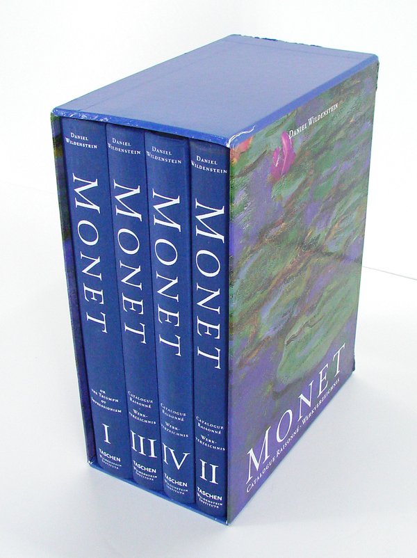 Books: Claude Monet Catalogue Raisonne: MONET: THE TRIUMPH OF IMPRESSIONISM AND CATALGUE RAISONNE, 1996, Wildenstein, Taschen GmbH, Koln, hardcover, First Edition, four volume boxed set with blue cloth cover, illustrated, indexes, 1540 page