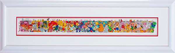 James Rizzi (b. 1950) American: ONCE UPON A TIME IN THE LAND OF MAKE BELIEVE, 1992, color lithograph with 3-D cut-out collage, signed in pencil, from the numbered edition 350, image 13 ¾ x 26”, full margins, framed.