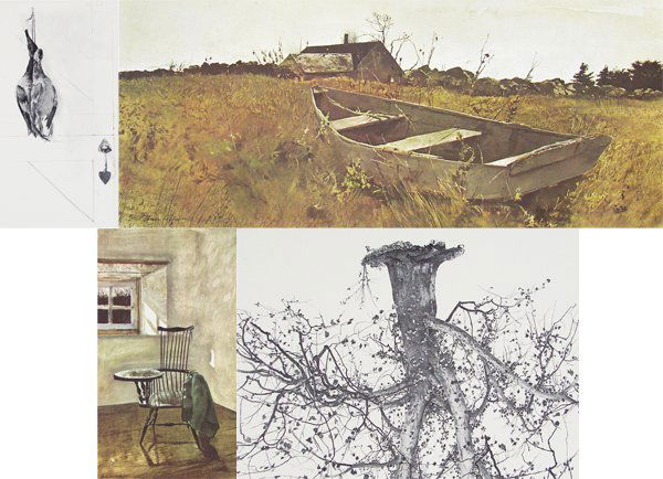 after Andrew Wyeth (1917-2009) American: FOUR SEASONS, portfolio of twelve reproductions, published by Art in American, sheets 17 x 13”, scuff on original case, very faint toning at sheet edges, otherwise in good condition.