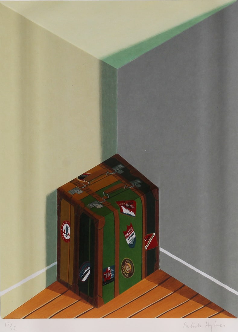 Patrick Hughes (b. 1939) British: UNTITLED, 3-D multiple color lithograph, signed and numbered 17/35 in pencil, 16 x 13 x 5”, Plexiglas box frame 16 ¾ x 13 ¾ x 7”.