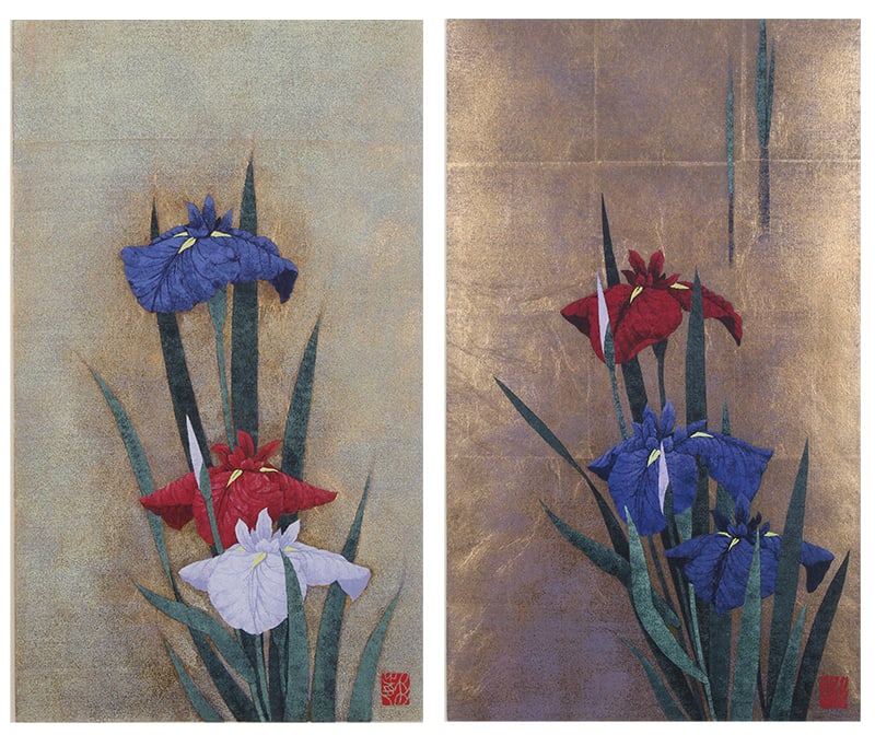Kazutoshi Sugiura (b. 1938) Japanese (two): FLOWERS, 1990 & 1988, two color screenprints, each signed and numbered 58/80 & 33 /60 in pencil, frames 32 x 21 ¾” with glass. (2)