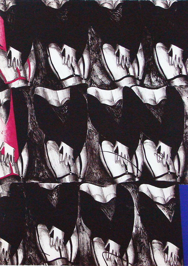 Masuo Ikeda (1934-1997) Japanese: WOMEN IN GARTERS, 1966, color lithograph, signed in pencil, from the numbered edition 20, printed by Tamarind, sheet 24 ½ x 17 ¾”.