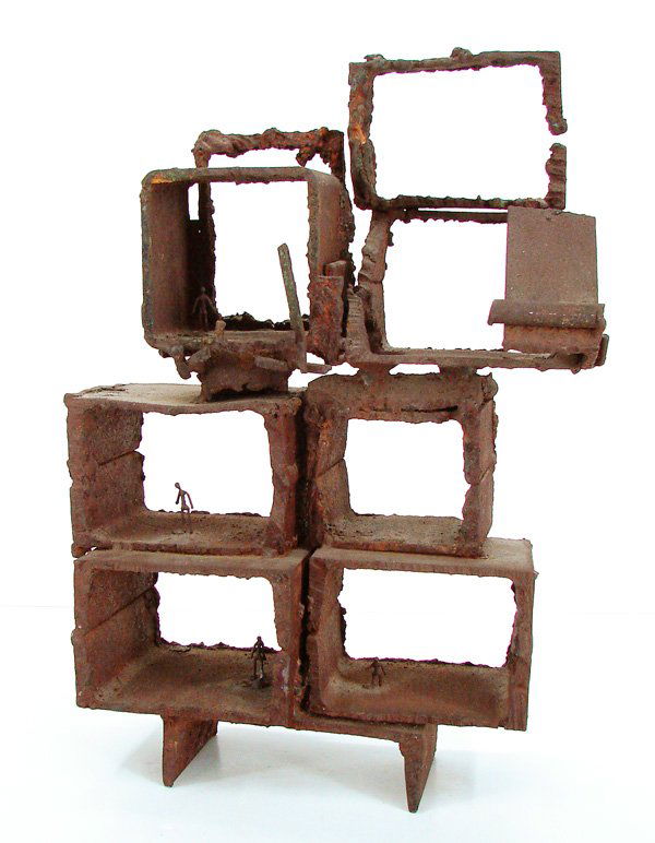 Robert Moore (b. 1936) Californian: WINDOWS, welded steel sculpture, 17 ½ x 12 x 5 ½”, signed, in good studio condition.