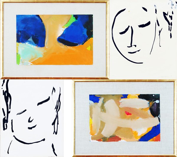 Vicci Sperry (20th Century) American (four): UNTITLED, 1974, two gouaches on paper, each signed and dated lower right, both 15 x 20 ½”, one with crack lower left corner; FACES, 1971-73, two ink drawings on paper, 17 x 13 ½”, one with small