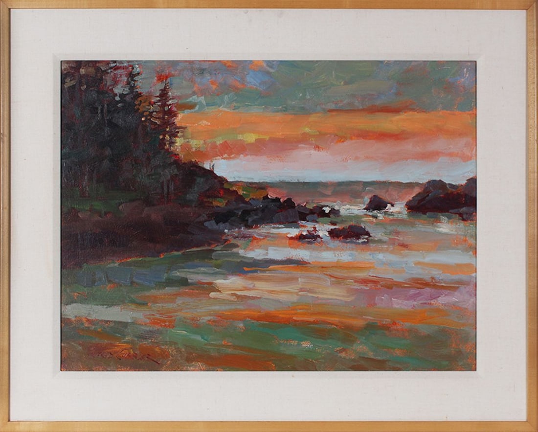 Alfred Currier (b. 1943) Washington: HIDDEN BEACH, oil painting on canvas, signed lower left, 18 x 24”, frame 24 ¾ x 30 ½”.
