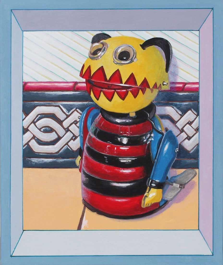 Ralph Massey (b. 1938) California: CHOMPY THE BEETLE, 2015, acrylic painting on panel, signed and dated lower right side, 13 ½ x 11 ½”.