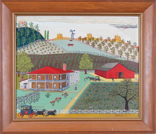 Streeter Blair (1888-1966) American: CALABASAS INN 1859, 1950, oil painting on canvas, titled signed and dated lower right, 20 x 24”, framed, minor craqueluer, otherwise in good condition.