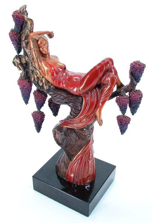 Romain de Tirtoff aka Erte (1892-1990) French: HEAT, 1989, cast bronze sculpture with color patinas, signed, from the numbered edition 375, size 19 ½ tall including 2” marble base, with Chalk & Vermillion and Seven Arts stamps, dust accumulatio