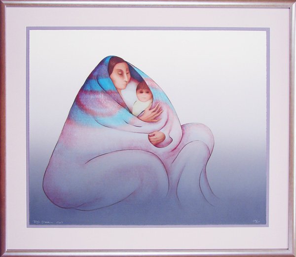 R. C. Gorman (1931-2005) Native American: FLORENCITA (variant) (C.pg.217), 1987, color lithograph, signed in pencil, from the numbered edition 200, sheet 29 ¾ x 36”, artist’s chop mark lower left, publisher’s blindstamp lower center, f