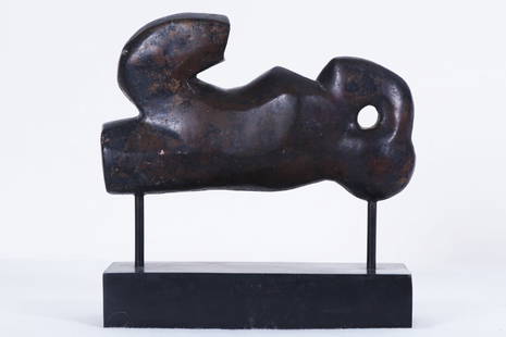 Sculptor Unidentified (20 th Century): UNTITLED, 1981, cast bronze sculpture with distressed finish, initialed, dated, numbered 1/6 and stamped, mounted on metal base, overall 8 ½ x 8 x 3”.