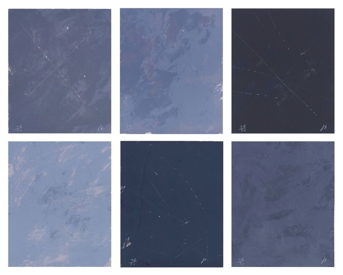 Joe Goode (b. 1937) California (six): RAINY SEASON (LACMA pages 243-245), 1978, portfolio of six color lithographs with razor blade manipulation by artist, each signed and numbered 26/30 in pencil, printed and published by Cirrus with the