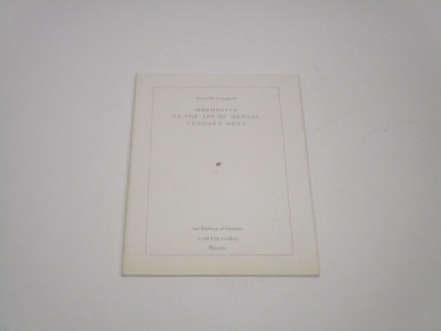 Gerhard Merz: Mnemosyne or the Art of Memory: Gehard Merz, James D. Campbell, Art Gallery of Ontario Cold City Gallery Toronto, ISBN 0919777570, softbound.