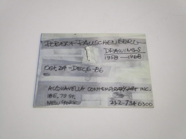 Robert Rauschenberg: Robert Rauschenberg Drawings, 1958-1968, Acquavella Contemporary, Inc., 1986, Acquavella Contemporary, Inc., softbound.