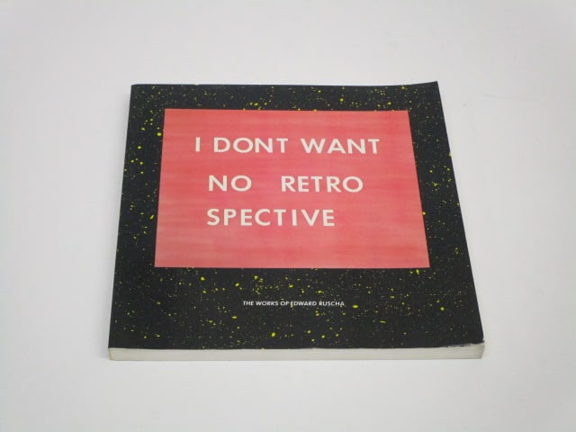 Edward Ruscha: I Don’t Want No Retrospective-The Works of Edward Ruscha, 1982, Dave Hickey, Peter Plagens, Hudsen Hills Press, S. F. Museum of Modern Art, ISBN 0933920229, softbound.
