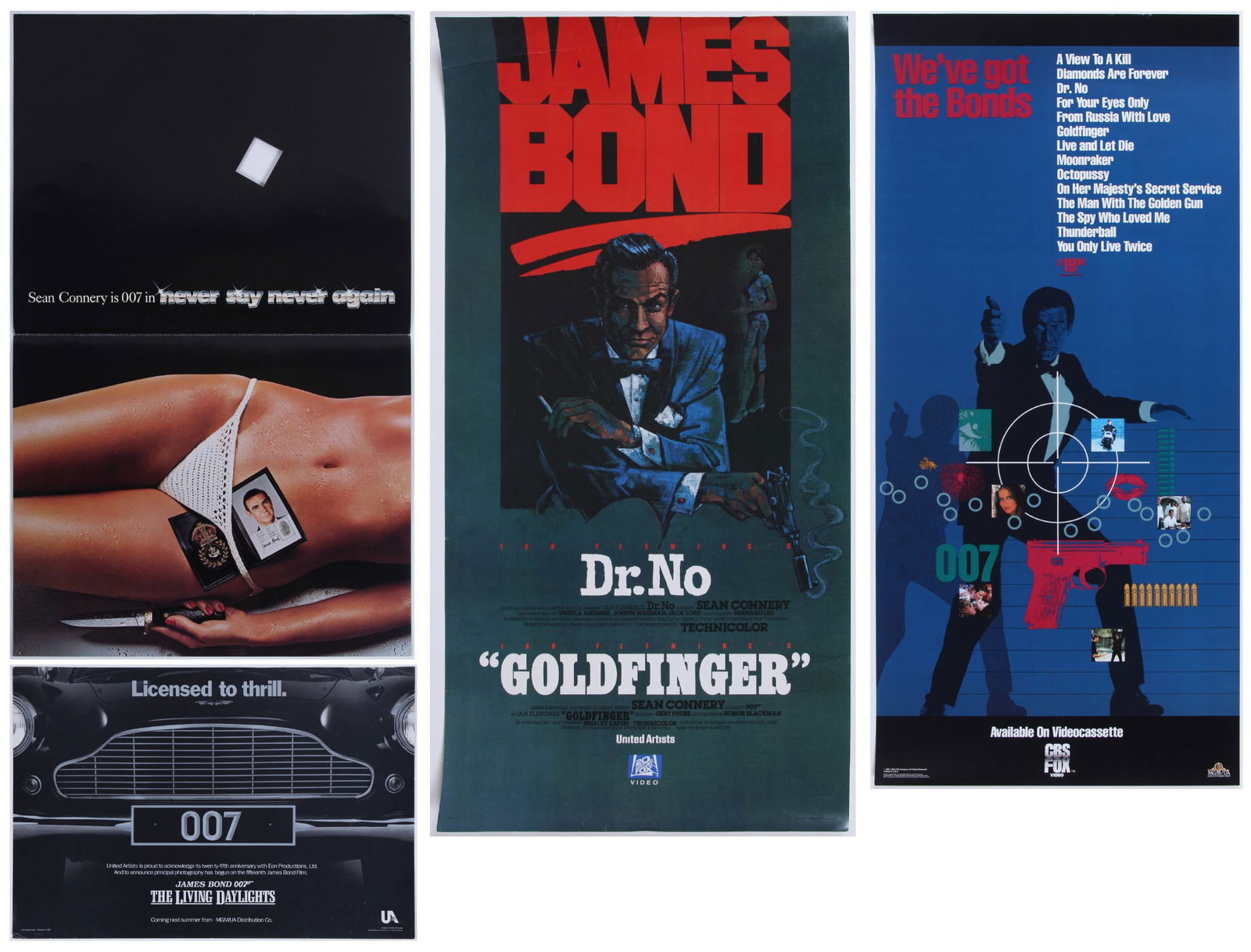 James Bond Never Say Never Again; Living Daylights; Dr. No  &  Goldfinger; Various Titles  (four) (1 of 9)