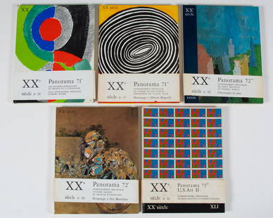 Art Books: XXe Siecle (five): Art Books: XXe Siecle (five)PANORAMA, 1971-1973, five hardbound books with lithographs by Henry Moore, Alexander Calder, Zou Wou Ki, Yaacov Agam, Robert Delaunay, Maurice Esteve, Andre Masson,