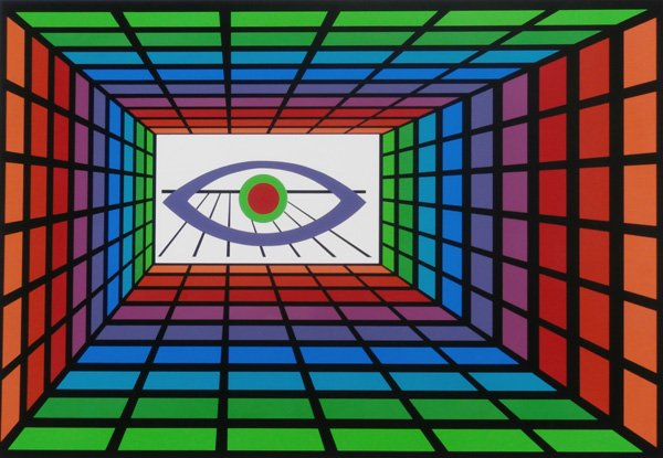 Leonard Janklow (1919-2006) American: UNTITLED, color screenprint printed on stiff plastic, signed in ink, from the numbered edition 100, image 22 ¼ x 32 ¼”, sheet 26 ¼ x 36”, a few minor scuffs, unobtrusive printing imperfections,