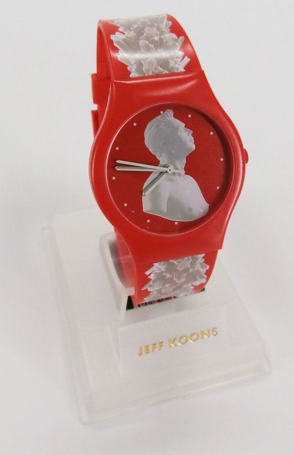 Jeff Koons watch: Jeff Koons, Nr.6 Chaos Watch with relief band, 1992, Chaos, limited edition 9999, printed strap and watch face, in mint condition and in original display box case.