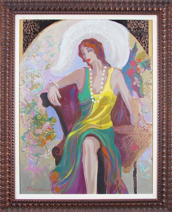 Isaac Maimon (b. 1951) Israeli: SEATED WOMAN, oil painting on canvas, signed lower left, 39 ½ x 30”, framed.