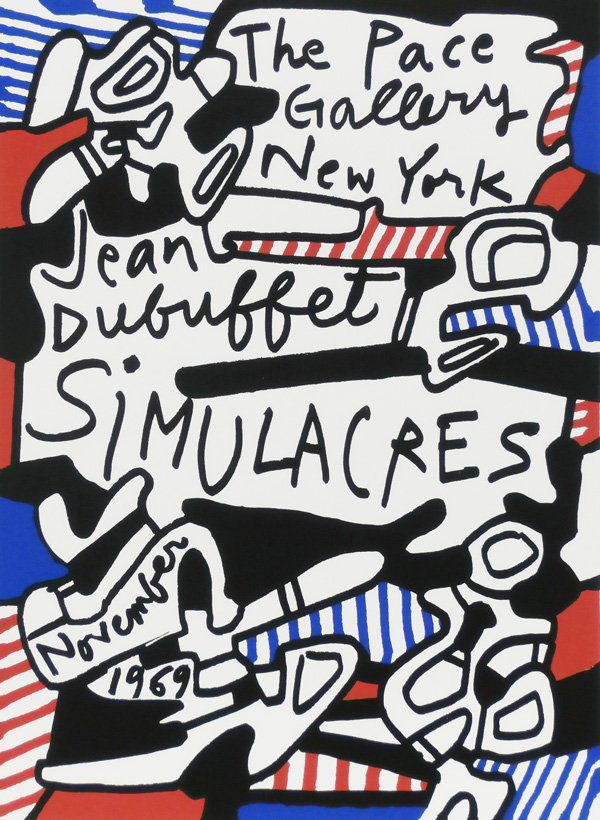 Poster Collection: Dubuffet, Calder, Wayne, Parker: Jean Dubuffet, PACE GALLERY NEW YORK SIMULACRES, NOV 1969, color screenprint poster, 40 x 26 ½”; Together with Alexander Calder, GALERIE MAEIGHT, Sorlier color lithograph poster, 31 ½ x 19”, pub
