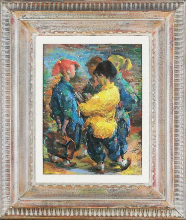 Iver Rose (1899-1972) American: SHE SAID, HE SAID, oil painting on Masonite, signed lower left, 15 x 11 ½”, framed, mild crazing, otherwise in good condition.