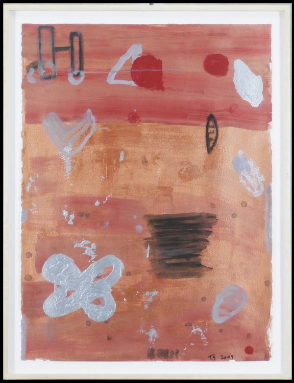 Tom Savage (b. 1953) American: UNTITLED, 2009, oil and acrylic painting on paper, initialed and dated lower right, 30 x 22”, framed, in good studio condition.