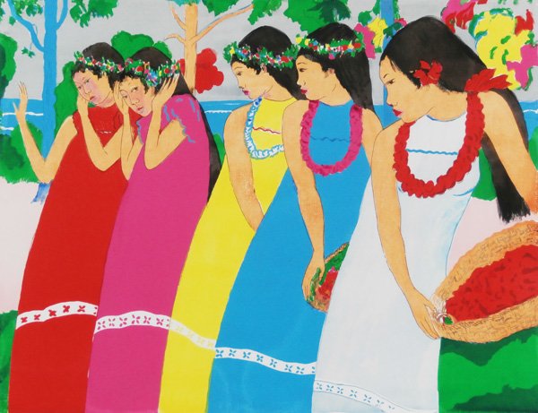 Manor Shadian (b. 1931) Iranian/ Californian (four: HAWAIIAN GIRLS, twelve color lithographs and two sepia lithographs, five images total, all signed in pencil, from editions of 40, 70 and artist’s proofs, sheets average 22 ½ x 30 ½”, all in gene
