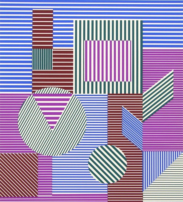 Victor Vasarely (1908-1997) Hungarian: UNTITLED STRIPES, color screenprint, signed in pencil, from the numbered edition 275, image 26 ½ x 26 ½”, full margins, soft handling creases mainly in margins, otherwise in good condition.