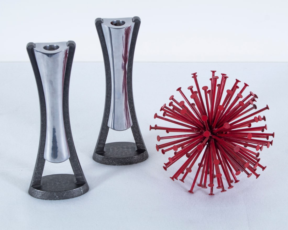 Nambe Metal Candlesticks  &  Modernist Sculptor  (three) (1 of 5)