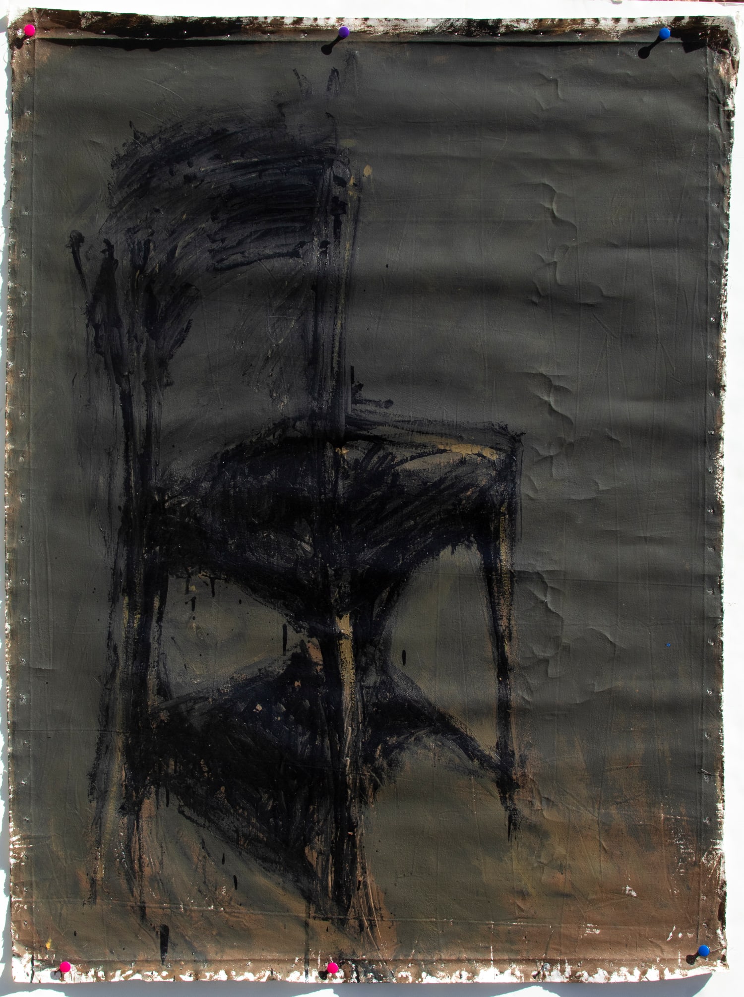 Mario Salina (b. 1963) European: UNTITLED, oil painting on unstretched canvas, signed on verso, with Studio D’Arte Connaviello stamp on verso, overall 55 ½ x 40 ¾”, rolled.