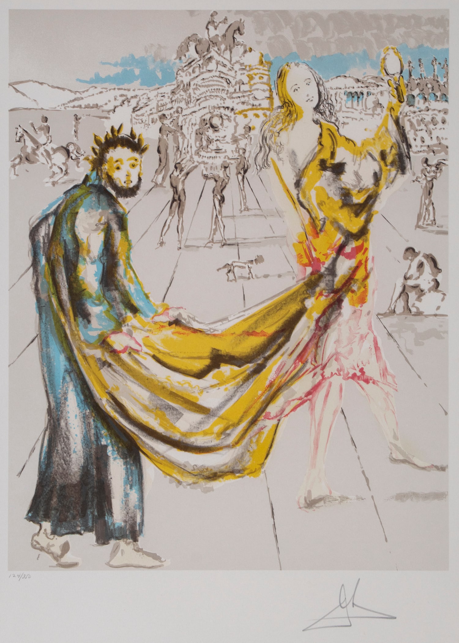 Salvador Dali (1904 - 1989) Spanish: KINGDOM (Hochzeit Cleopatras) (Field 80-2, page 186), 1979, color lithograph on Arches watermarked paper, signed and numbered 124/350 in pencil, printed by Dumas, published by Levine and Levine, with 