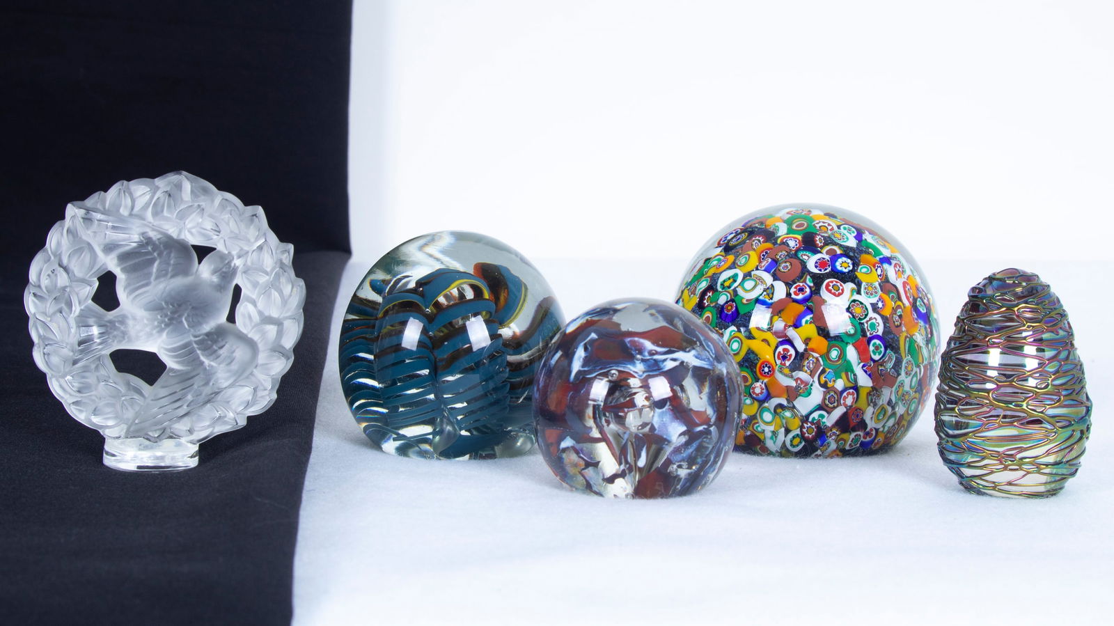 Lalique, Michèle Luzoro ,   &  Millefiori paperweights  (4)  (five) (1 of 8)