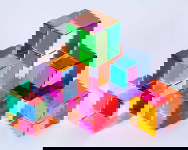 Vasa Velizar Mihich (b. 1933) Yugoslavia California: SIX CUBES, 1996, color and clear acrylic cubes, one signed and dated, 1 ¾”. (6)