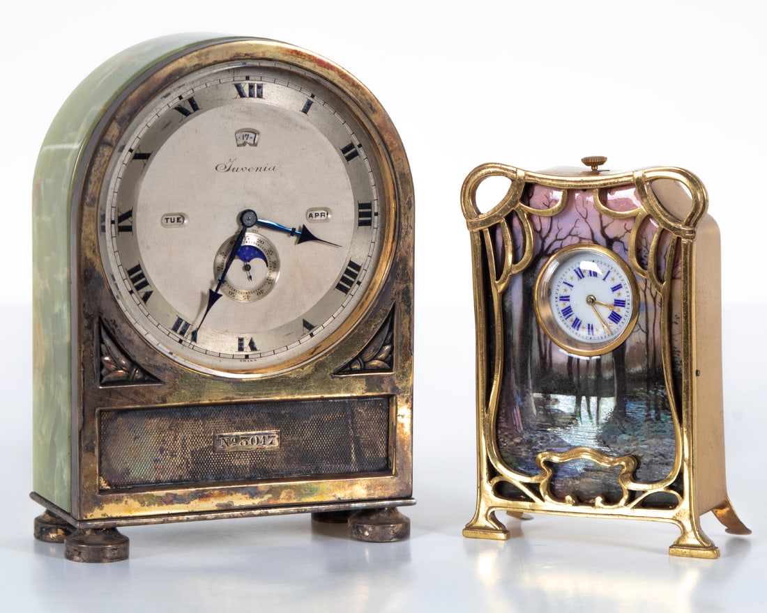 Antique Juvenia Swiss Desktop Clock  & another   (two) (1 of 5)