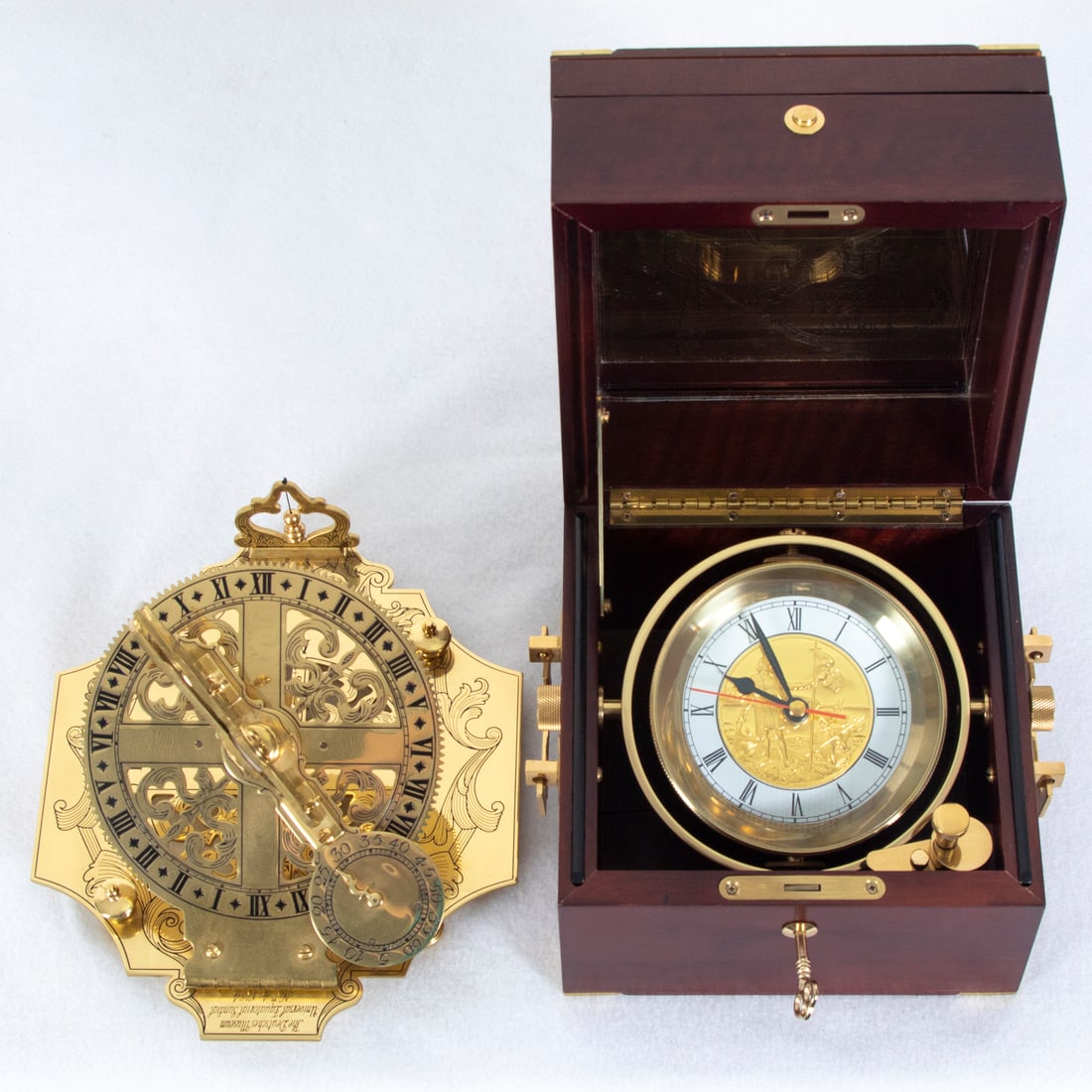 Universal Equatorial Sundial No. 4, 1764  &  Commemorative Ships Clock   (two) (1 of 13)